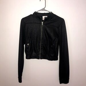 Abound Black Moto Cropped Bomber Jacket Small